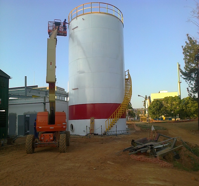 montagem de reservatorio para agua de incendio